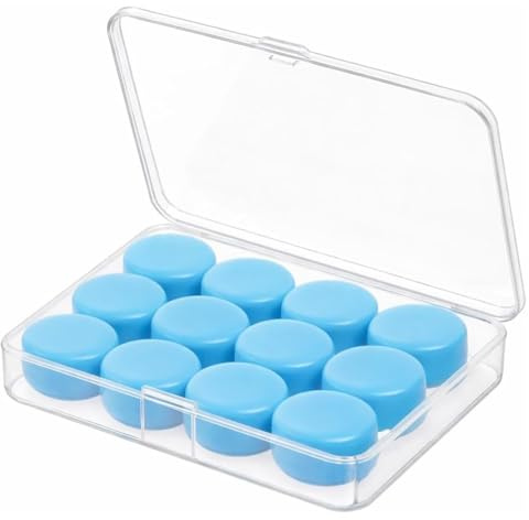 12 Paires Bouchons d'Oreilles pour Dormir et Piscine, Bouchon d'Oreille Anti Bruit en Silicone Souple et Malléable, Protection Auditive pour Sommeil, Natation, Avion, Ronflement, Bleu
