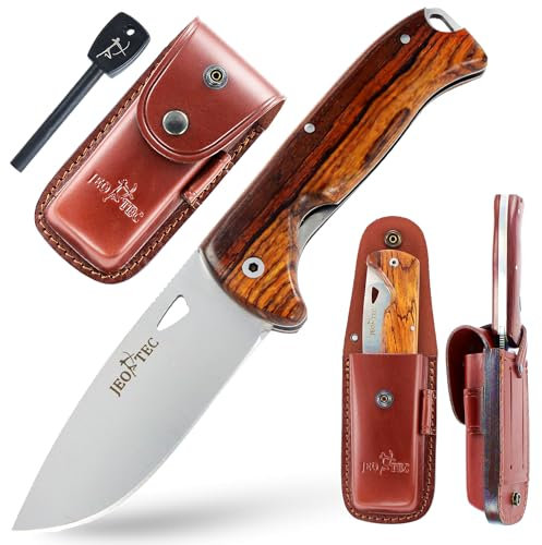 JEO-TEC Nº47 - Navaja de supervivencia caza monte bushcraft camping outdoor campo - Funda - Acero MOVA 58 - Fabricado en España