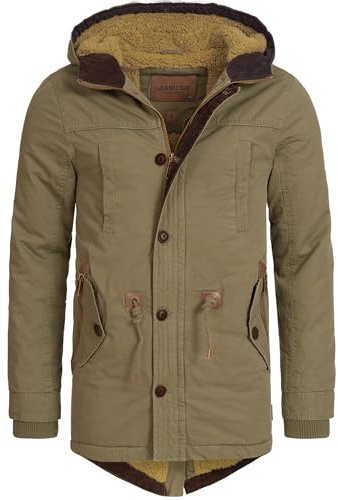 Indicode Hommes Barge Winter Jacket | Veste d'hiver avec capuche et doublure teddy