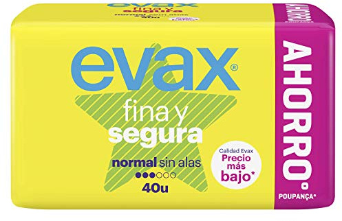 Evax Fina y Segura Compresas sin Alas, Normal, 40 Unidades, Hasta 0% Olor