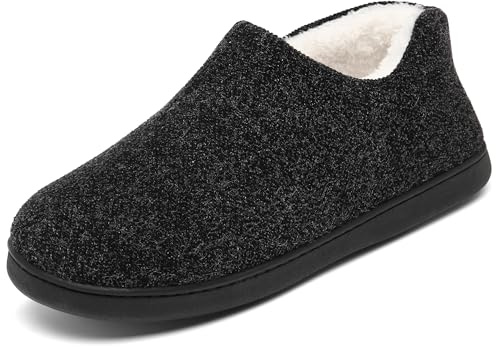 Mishansha Zapatillas de estar por casa de invierno de felpa abrigada y espuma viscoelástica, para mujer y hombre, Schwarz C, 42 EU