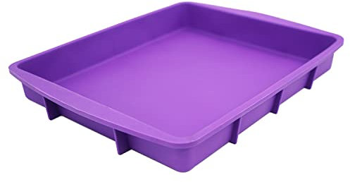 Lmaray 11 x 9.5 Inch Purple Silicone Baking Pan, Safe, Durable, Easy Cleanup, Microwave and Oven Safe