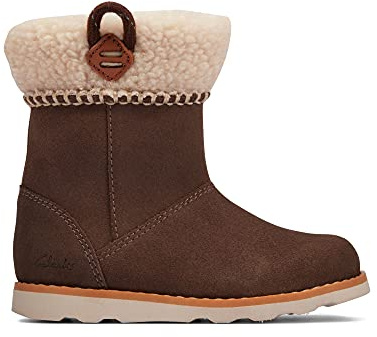 Clarks Crown Loop T - Stivali da neve da bambina, Pelle scamosciata noce, 5 UK Child