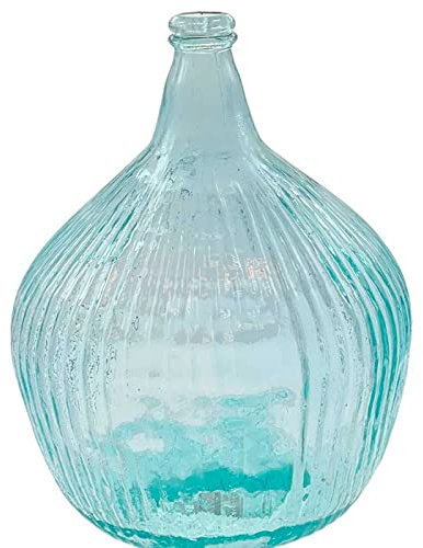 Tradineur - Garrafa de vidrio rayada 16 litros sin tapón, modelo Apple, 41,5 x 31,5 cm, damajuana, botella de vidrio a rayas para almacenar agua, vino, bebidas