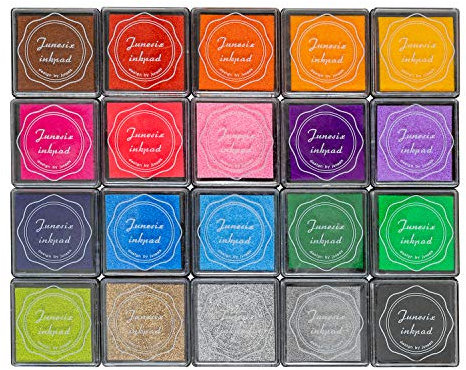 Ancwzoz Stempelkissen für Kinder in 20 Farben Waschbar Finger-Bastel-Stempelkissen, 4 x 4 cm