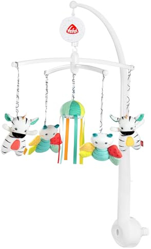 Fehn Musik-Mobile DoBabyDoo – Musikmobile mit Spieluhr Melodie „Mozarts Wiegenlied“ und Figuren – Einschlafhilfe zur Beruhigung & Beschäftigung – Mit Babybett-Befestigung für Babys von 0-5 Monaten