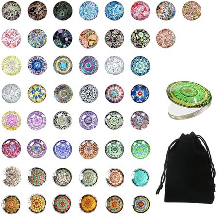 MEMOFYND 51 farbige Glassteine, 2,5 cm große Glückssteine, runde Muggelsteine Schmuck, Kunsthandwerk, Heimdekoration