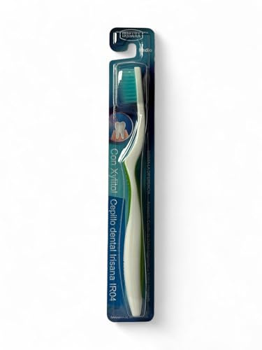 Irisana - Cepillo de Dientes - Pack de 4 unidades - En Blanco - Filamentos de Dureza Media con Xylitol y Flúor - Para Limpieza Interdental - Ayuda a Eliminar Sarro y Placa