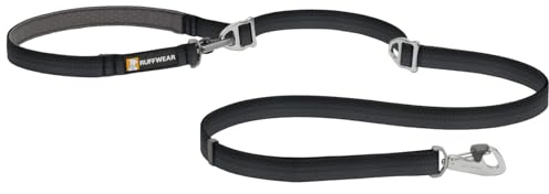 Ruffwear, Switchbak Hands‑Free Dog Leash, Adjustable 2.5–7 ft, Double‑Ended Lead with Lockable Crux Clips and Sliding V‑Rings, Waist‑Worn, Over‑Shoulder or Handheld, Basalt Gray