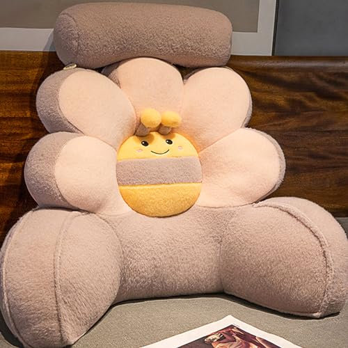 PERS Bett-Lesekissen Für Kinder Erwachsene Plüsch Rückenlehnenkissen Ergonomisches Rückenlehnenkissen Bequeme Lendenkissen Mit Armlehne Zum Fernsehen Spielen Arbeiten(Size:70×55cm,Color:E)