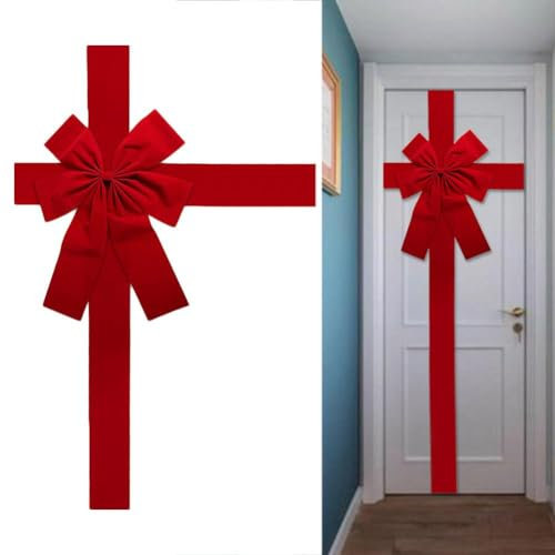 Rote Weihnachtsschleife, Türdekoration, Haustür-Dekoration, Schleifen, Weihnachts-Haustürschleife, Weihnachtsbaumschleifen, DIY dekorative Türschleife, Weihnachten, Urlaub, Babyparty, Hochzeitsfeier,
