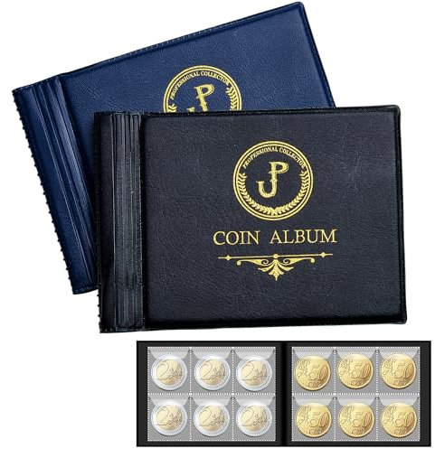 Coin Collection Album 120 Pockets - 2 Pack Set 35x35mm/ 1.4x1.4 for Penny Collection & Storage Fits Pence, Pound, Cents, Dime, Quarter,Nickel CS42MX1
