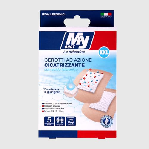 My Doct Cerotti Cicatrizzanti con Acido Ialuronico - Escoriazioni, Piccoli Tagli e Scottature, Formato XXL 7,5x10 cm 5 pz