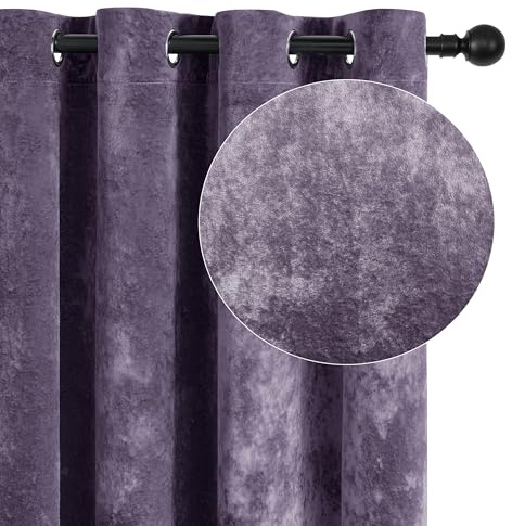 SNITIE Lilac Purple Crushed Velvet Curtains 52 x 84 Luxurious Thermal Insulation Soundproofing and Light Filtering Window Treatments Ideal for Living Room Bedroom Office - Set of 2 Panels
