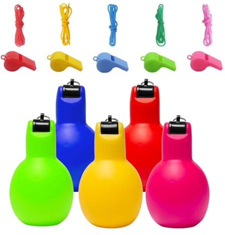 Sxutop 5 Stück Sportunterricht Handpfeife mit 5 Stück Schiedsrichterpfeife Hygienische Sportpfeife Sport Handpfeife Hand Whistles für Trillerpfeife Laut Notfall Sportlehrer Trainer Zubehör Fußball