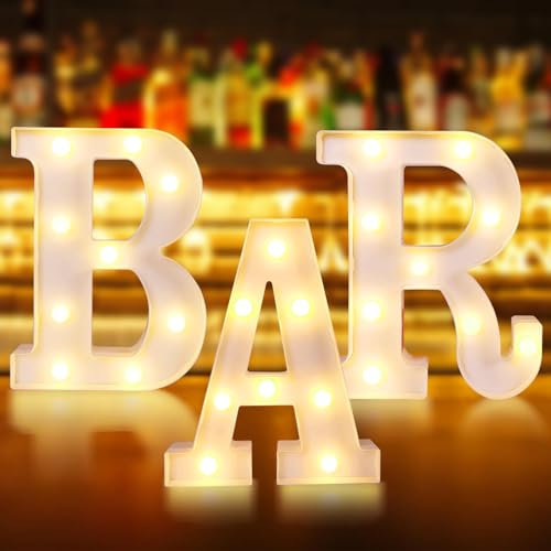 Buchstaben BAR Leuchtschild, LED Beleuchtete Buchstaben Lichter, Neon Licht up Buchstaben Beleuchtete Bar Dekor, Neon Schild Nachtlichter Dekoration Für Bar, Kneipe, Zuhause, Party, Hochzeit