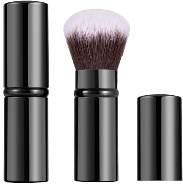 Xinpinzhou Black Retractable Makeup Brush, Retractable Blush Blusher Face Powder Kabuki Foundation Brush for Cheeks