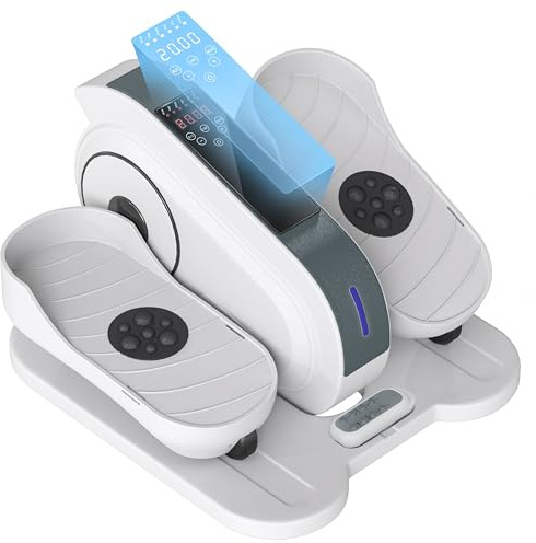 SPORTNOW Pedalier d'appartement, plliptique de Bureau, Mini vélo elliptique électrique avec écran LCD, télécommande et 10 Vitesses réglables, Silencieux et Portable pour Les Seniors, Blanc