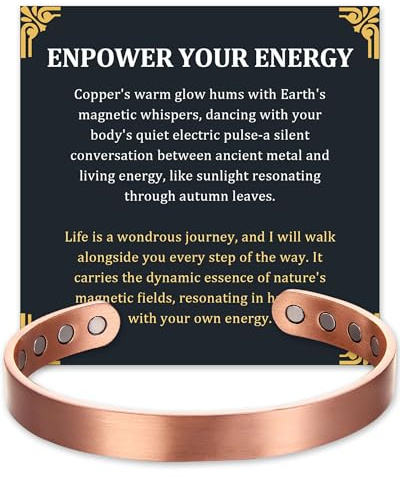 Fashtour Copper Bracelet for Men & Women,Pure Copper Magnetic Bangle