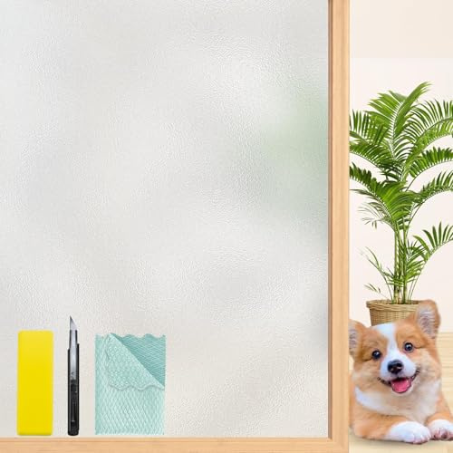 Niviy Frosted Glass Window Privacy Film Decorative, 78.7 x 23.6 Inch Static Cling Bathroom Window Frosting Film Day and Night Privacy Frosted Windows Cling Home Glass Door Cover