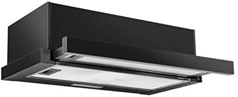 Campana extractora extensible con pantalla plana de 50 cm, color negro, 213 m3/h