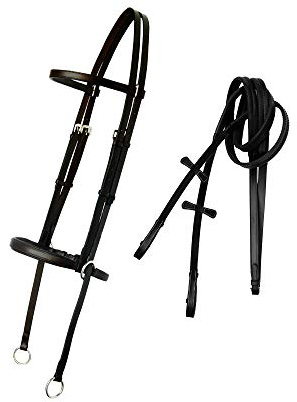 Exion English Bitless Bridle with Reins for Horse | Soft Padded Crossunder Bitless Bridle | No-Bit Horse Bridle for Schooling & Shows | Vegetable Tanned Leather | Premium Craftsmanship