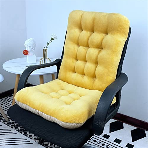 SWECOMZE Plüsch Stuhlkissen,Stuhlauflagen Hochlehner Gartenstuhl Sitzkissen, Niedriglehner Auflage Stuhlauflage Rückenkissen Sitzauflage für Indoor Outdoor (40x85cm,Gelb)