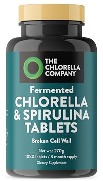 Fermented Chlorella & Spirulina Tablets, Broken Cell Wall for Nutrient Absorption, Vegan Superfood for Detox & Energy, Algae Supplement, Non-GMO (3 Month Supply)