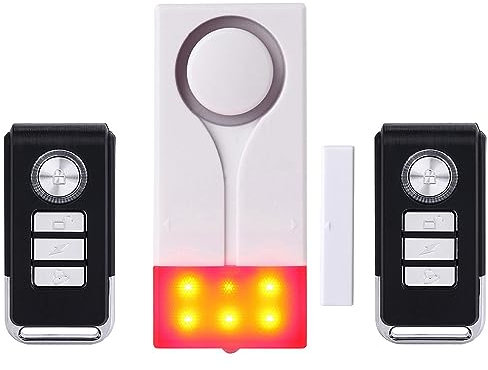 Meichoon Alarma de Ventana de Puerta para Home Security Sensor Wireless Protección Antirrobo DIY Ideal para Pool Garage Office Apartment y RV con 2 Mando a Distancia