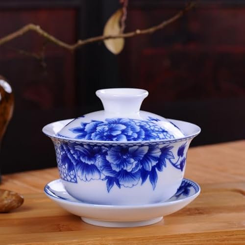 YIPOCH Porcelaine Blanche Bleu et Blanc Gaiwan Tasse à thé Couvercle Bol Tasses à thé soupière en céramique Japonais Te Tasse Gai Wan Soupe avec Couvercle