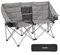 FUNDANGO Campingstuhl Faltbar für 2 Personen, Klappstuhl Camping XXL 2 Sitzer, Campingsofa Hochlehner Gepolstert Extra Lang für Outdoor Garten Balkon Indoor, Camping Stuhl 200 kg Belastbar, Grau