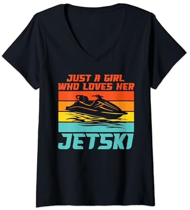 Damen Nur ein Mädchen, das ihren Jetski liebt T-Shirt mit V-Ausschnitt