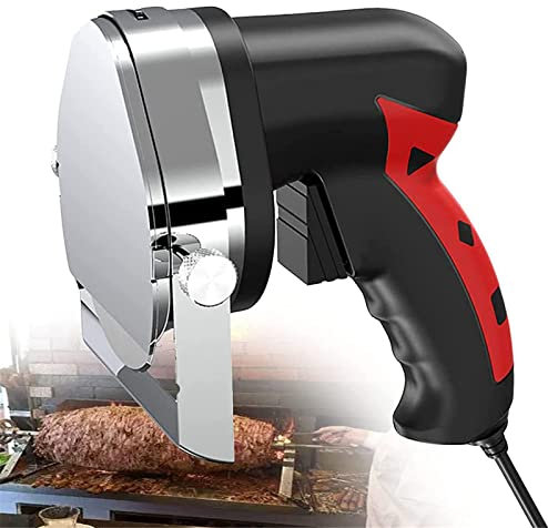 MLUENF Trancheuse à Kebab électrique, Couteau Shawarma portatif Professionnel, Machine à Couteau de Coupe-Viande en Acier Inoxydable à épaisseur réglable pour Couper la Dinde d'agneau de Kebab Turc