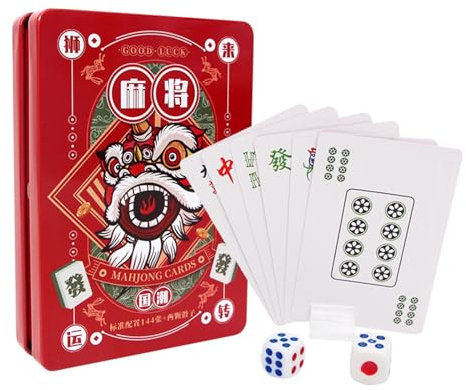 SWRCEYJH 1 Satz Mahjong Kartenspiel Mahjong Poker Play Card Mahjong Karten Tischspiel Traditionelle Chinesische Mahjong-Spielkarten Tischspiele Im Freien, Reisen, Freizeit- Und Ausflugsaktivitäten
