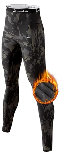 CL Convallaria Pantalon Thermique Long pour Homme 1/2/3 pièces Thermo-Pantalon Intérieur en Polaire Sous-Vêtement pour le Ski Sous-Vêtement Fonctionnel pour l’Hiver, S