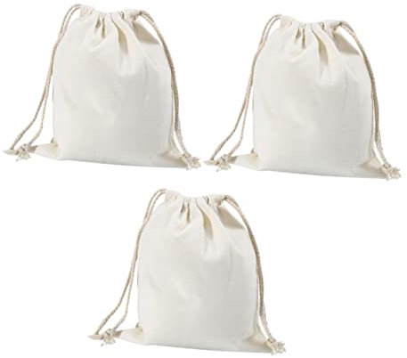 PATKAW 3 Stück Tasche Mit Kordelzug Wiederverwendbar Baumwollbeutel Wiederverwendbar Beutel Für Münzen Aufbewahrungsbeutel Große Aufbewahrungstasche Wiederverwendbar Beutel Mit