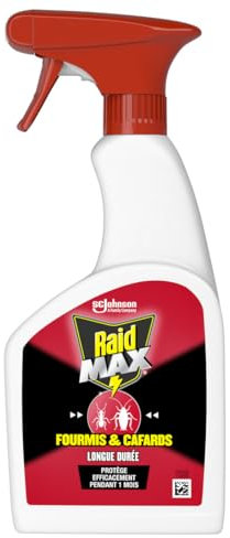Raid Max Spray Fourmis & Cafards - Action Rapide & Protection Longue Durée - Sans Parfum - 1 Spray, 500 ml