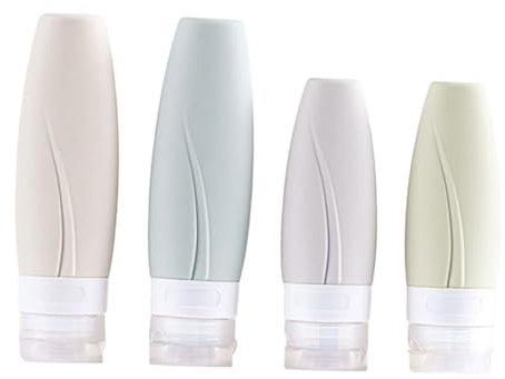 Healeved 4pièces Flacons Rechargeables Silicone Vides Et Portables pour Lotions Voyage Extérieur avec Pochette