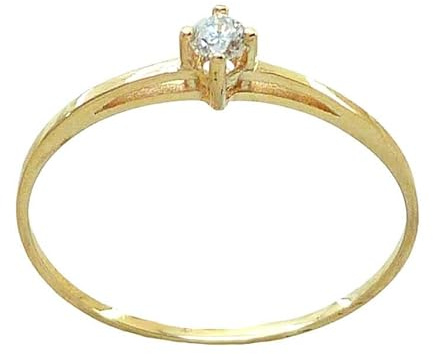 PERORNO Bague de fiançailles solitaire en or jaune 18 carats avec diamant 0, 07 ct, pureté VS, couleur H, design élégant et intemporel