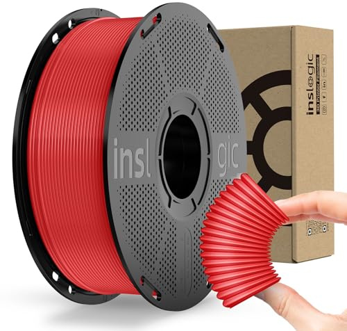Inslogic TPU Filament 1.75mm, 3D Printer Filament Flexible 95A TPU Soft Filament 1.75mm +/- 0.02mm, Durable and Abrasion Resistant, 1kg Spool, Red