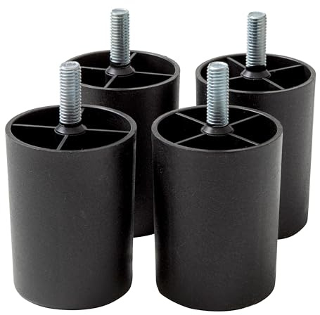 IPEA 4X Piedini in Plastica per Divani e Mobili – Altezza 80 mm – Set di 4 Piedi con Vite per Poltrone, Armadi, Arredamento, Casa – Gambe in Plastica Nera – Set di 4 Pezzi