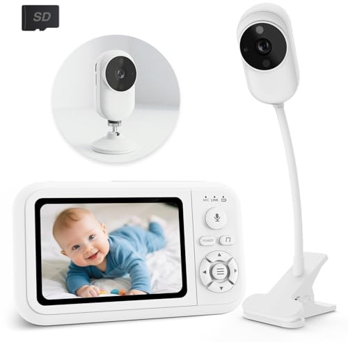 NUOTUN Babyphone Camera con Clip e Supporto per Letto, 1080P Camera Bebe Sorveglianza Senza WiFi, Visione Notturna (63-UK)