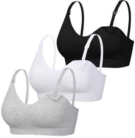 Astrélie Womens Wireless Seamless Maternity Postpartum Stretchy Nursing Bra | 3 Pack,Soft ,Feeding Sleep Bra,Easy Breastfeeding