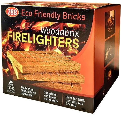 Natural Wood Eco Firelighters. 288 Sustainable Fire-starters Ideal for Wood Burners, Fire Pits, Pizza Ovens, BBQs. No Kindling Required. Lights Even When Damp.