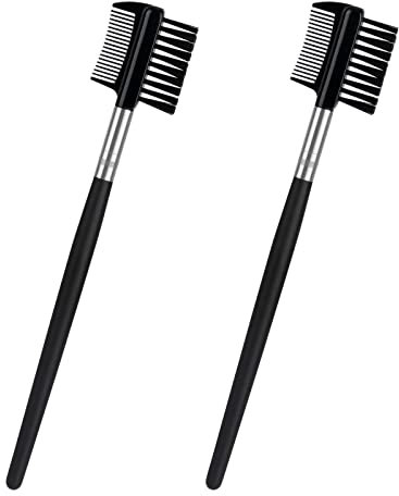 Gobesty Wimpernkamm, 2 PCS 2-in-1-Augenbrauenbürste mit Kamm Doppelseiten für Frauen Make-up Kosmetik Schwarz