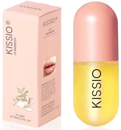 KISSIO Lip Plumper,Natural Lip Plumper for Day Use,Plumping Gloss Make Lips Fuller and Moisturizing 5.5ml,Lips Mask,Hydrating & Reduce Fine Lines,Beautiful Fuller