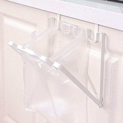 Support De Sac Poubelle En Métal, Support De Suspension Pliant Support Sac À Déchets Porte-Sac De Poubelle Pour Crochet De Cuisine Sac À Ordures Tiroir De Porte Arrière(Blanc)