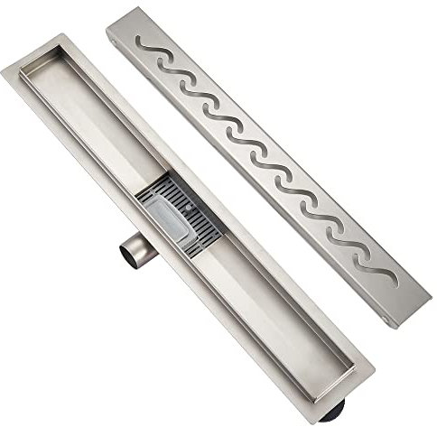 Plumbsys Duschrinne Edelstahl Länge 70cm , S type Ablaufrinne für Badezimmer,Duschablauf Siphon mit Geruchsstop und Haarsieb,Ablaufrinne extra flach,Schnelle Drainage