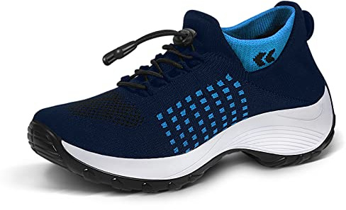 STUNAHOME Orthopedic Sneakers Breathable Women Walking Shoes Slip on Trainers Women's Comfortable Casual Ladies Athletic Shoe Thick Bottom Blue