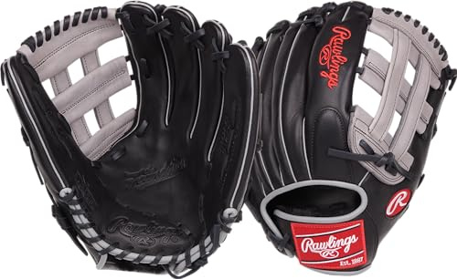 Rawlings | FOUNDATION Baseball Glove | Right Hand Throw | 12.5 - Pro H-Web | Black/Grey